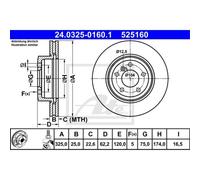 ATE 2X Disco De Freno Delante 3250 Ventilado Para BMW X3 E83 24.0325-0160.1