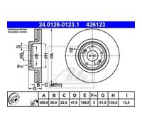 ATE 2x Disco de Freno Delantera Ø300mm Ventilado para Renault Laguna Grandtour