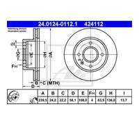ATE 2x Disco de Freno Delantero 2395 Ventilado para Ford Escort IV Cabriolet