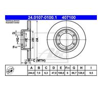 ATE 2x Disco de Freno Delantero 2440 Completo para Citroën 2 Cv Dyane