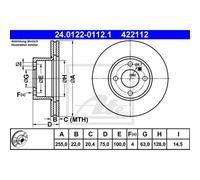 ATE 2x Disco de Freno Delantero 2550 Ventilado para BMW 3er E21 24.0122-0112.1