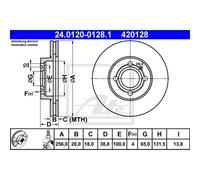 ATE 2x Disco de Freno Delantero 2560 Ventilado para VW Lupo 6X1 6E1 Golf III