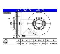 ATE 2x Disco de Freno Delantero 2570 Ventilado para Opel Frontera A Deporte