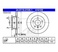 ATE 2x Disco de Freno Delantero 2580 Completo para VW Transporter III
