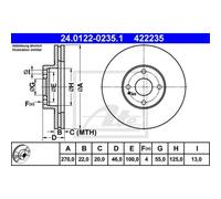 ATE 2x Disco de Freno Delantero 2700 Ventilado para Mazda MX-5 II Nb