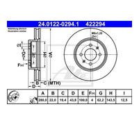 ATE Discos de freno para KIA: Rio & HYUNDAI: i20 (Ref: 24.0122-0294.1)