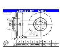 ATE 2x Disco de Freno Delantero Ø280mm Ventilado para Nissan Dennis Tino Primera