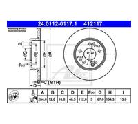 ATE 2x Disco de Freno Delantero 2840 Completo para Mercedes-Benz Saloon W124