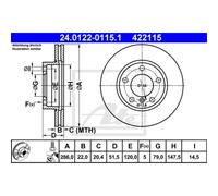 ATE 2x Disco de Freno Delantero 2860 Ventilado para BMW 3er Compacto E46 E36