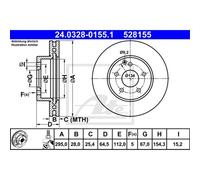 ATE 2x Disco de Freno Delantero Ø295 MM para Mercedes-Benz Clase C T-Model S204