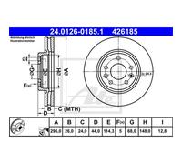 ATE 2x Disco de Freno Delantero Ø296 MM Ventilado para Nissan Qashqai II J11