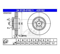 ATE 2x Disco de Freno Delantero Ø300mm Ventilado para Ford Kuga II Enfoque III