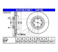 ATE 2x Disco de Freno Delantero Ø300mm Ventilado para Nissan Navara Pick-Up D22