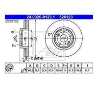 ATE 2x Disco de Freno Delantero Ø300mm Ventilado para Renault Laguna Grandtour
