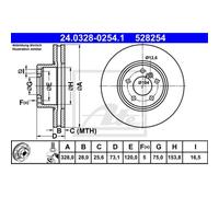 ATE 2x Disco de Freno Delantero 3280 Ventilado para BMW X3 F25 X4 F26