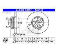 ATE 2x Disco de Freno Delantero 3320 Ventilado para BMW X5 E53 X3 E83
