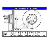 ATE 2x Disco de Freno Delantero 3400 Ventilado para BMW 1er F20 F21 3er Touring