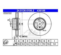 2x Disco de freno disco de freno de dos piezas 24.0136-0106.2 ATE para BMW 5 6