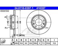 ATE 2X Disco De Freno Trasero Ø249 Mm Recubierto Para Peugeot 308 SW II LC_ 1.5