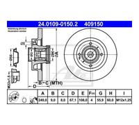 ATE 2X Disco De Freno Trasero 2490 Completo Para Peugeot 307 3A/C 3H 3E Citroën