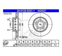 ATE 2X Disco De Freno Trasero 2560 Ventilado Para VW Passat Variant 3B6 3B5
