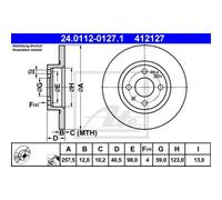 ATE 2X Disco De Freno Trasero 2575 Completo Para Fiat 500 312_ 188_ Lancia