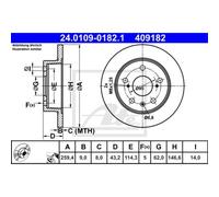 ATE 2X Disco De Freno Trasero 2594 Completo Para Suzuki Vitara LY SX4 S-Cross JY