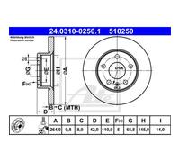 ATE 2X Disco De Freno Trasero 2640 Completo Para Opel Meriva Astra H L48 A05