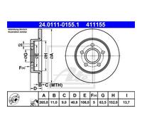 ATE 2x Disco de Freno Trasero 2650 Completo para Ford Focus II Da _ Hcp Dp