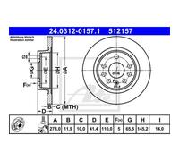 ATE 2X Disco De Freno Trasero 2780 Completo Para Opel Vectra C Z02 Saab 9-3