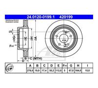 ATE 2X Disco De Freno Trasero 2780 Ventilado Para Mercedes-Benz E-Clase W124