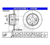 ATE 2X Disco De Freno Trasero 2790 Completo Para Mercedes-Benz SL R107 Saloon