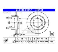 ATE 2X Disco De Freno Trasero Ø280 Mm Voll Para Nissan NT400 Cabstar F24F 35.14
