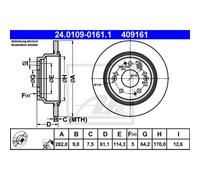 ATE 2X Disco De Freno Trasero 2820 Completo Para Honda Accord VII Tourer CM