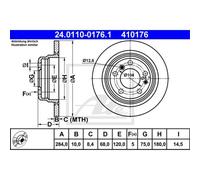 ATE 2X Disco De Freno Trasero 2840 Completo Para BMW 7 Series E23 24.0110-0176.1