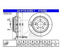 ATE 2X Disco De Freno Trasero 2840 Completo Para KIA Carens IV A4 24.0110-0392.1