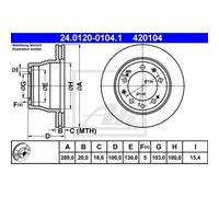 ATE 2X Disco De Freno Trasero 2890 Ventilado Para Porsche 944 24.0120-0104.1