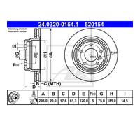 ATE 2X Disco De Freno Trasero 2980 Ventilado Para BMW Serie 5 E39 24.0320-0154.1