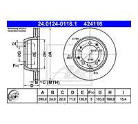 ATE 2X Disco De Freno Trasero 2990 Ventilado Para Porsche 928 944 24.0124-0116.1