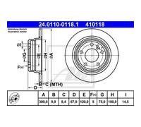 ATE 2X Disco De Freno Trasero 3000 Completo Para BMW 7 Series E32 24.0110-0118.1