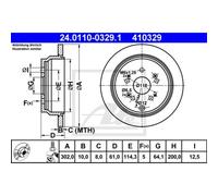 ATE 2X Disco De Freno Trasero 3020 Completo Para Honda CR-V III RE_ RE RM_