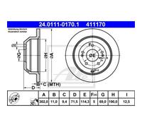 ATE 2X Disco De Freno Trasero 3020 Completo Para KIA Sorento II XM Hyundai Grand