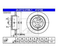 ATE 2X Disco De Freno Trasero 3020 Completo Para Land Rover Freelander 2 FA_ LF_