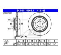 ATE 2X Disco De Freno Trasero 3020 Completo Para Mazda 5 CR19 CW 24.0111-0165.1
