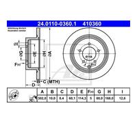 ATE 2X Disco De Freno Trasero 3020 Completo Para Mitsubishi ASX GA_W_ Outlander