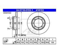 ATE 2X Disco De Freno Trasero 3020 Completo Para Renault Master III Furgón