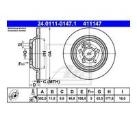 ATE 2X Disco De Freno Trasero 3020 Completo Para Volvo V60 155 157 V70 III BW
