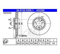 ATE 2X Disco De Freno Trasero 3020 Ventilado Para Citroën C6 TD_ 24.0122-0255.1