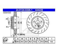 ATE 2X Disco De Freno Trasero 3200 Perforado/Interior Para Mercedes-Benz SL