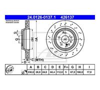 ATE 2X Disco De Freno Trasero 3300 Perforado/Interior Para Mercedes-Benz